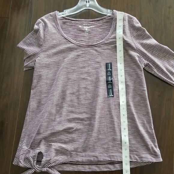 NEW! GAP FACTORY Long Sleeve Striped Easy Tee w/ Front Tie. - Picture 4 of 7